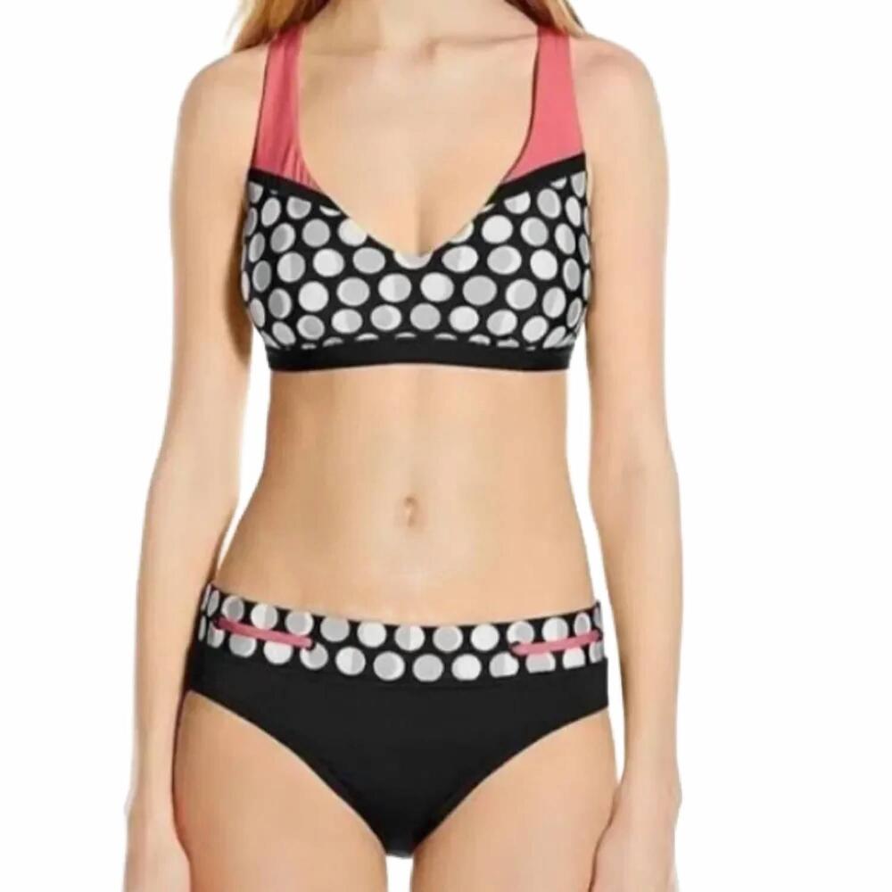 NEW JAG padded cups two-piece bikini swim suit in black shadow dot